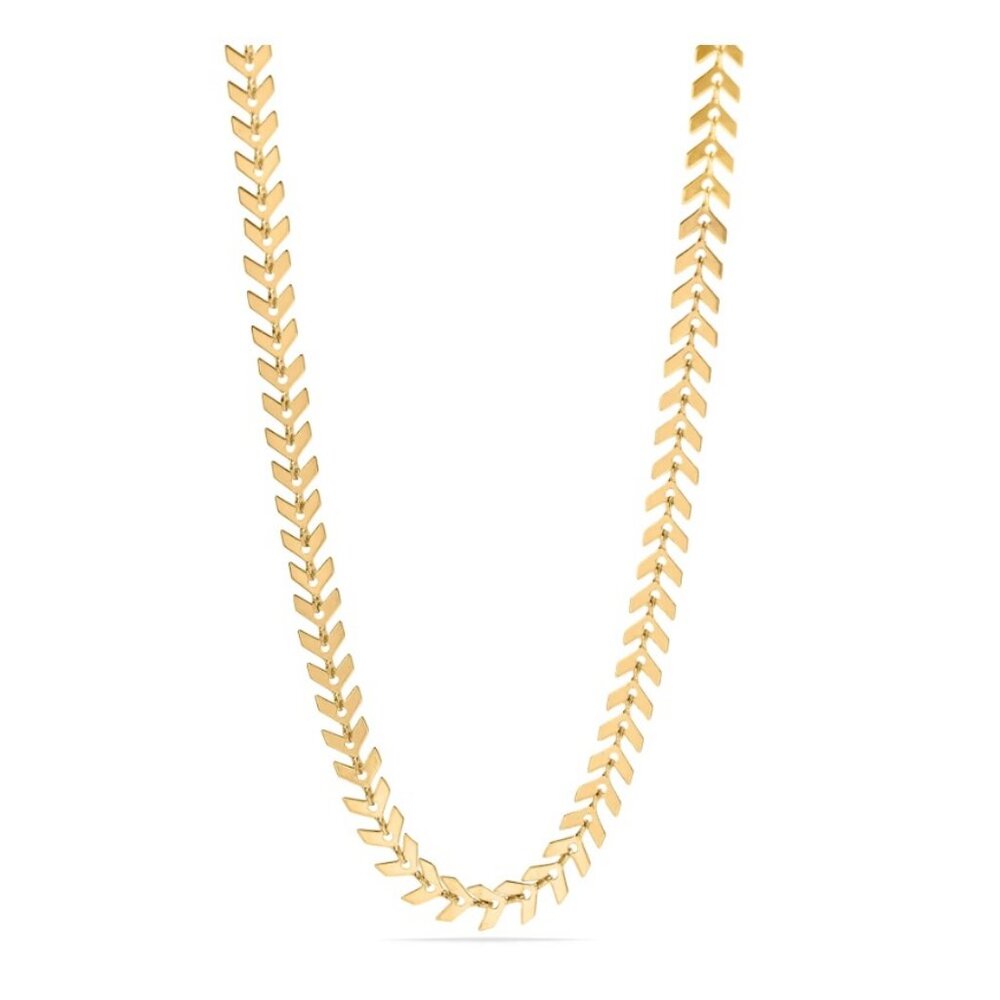 18K PVD Gold Herringbone Necklace – Water & Tarnish-Resistant & Hypoallergenic